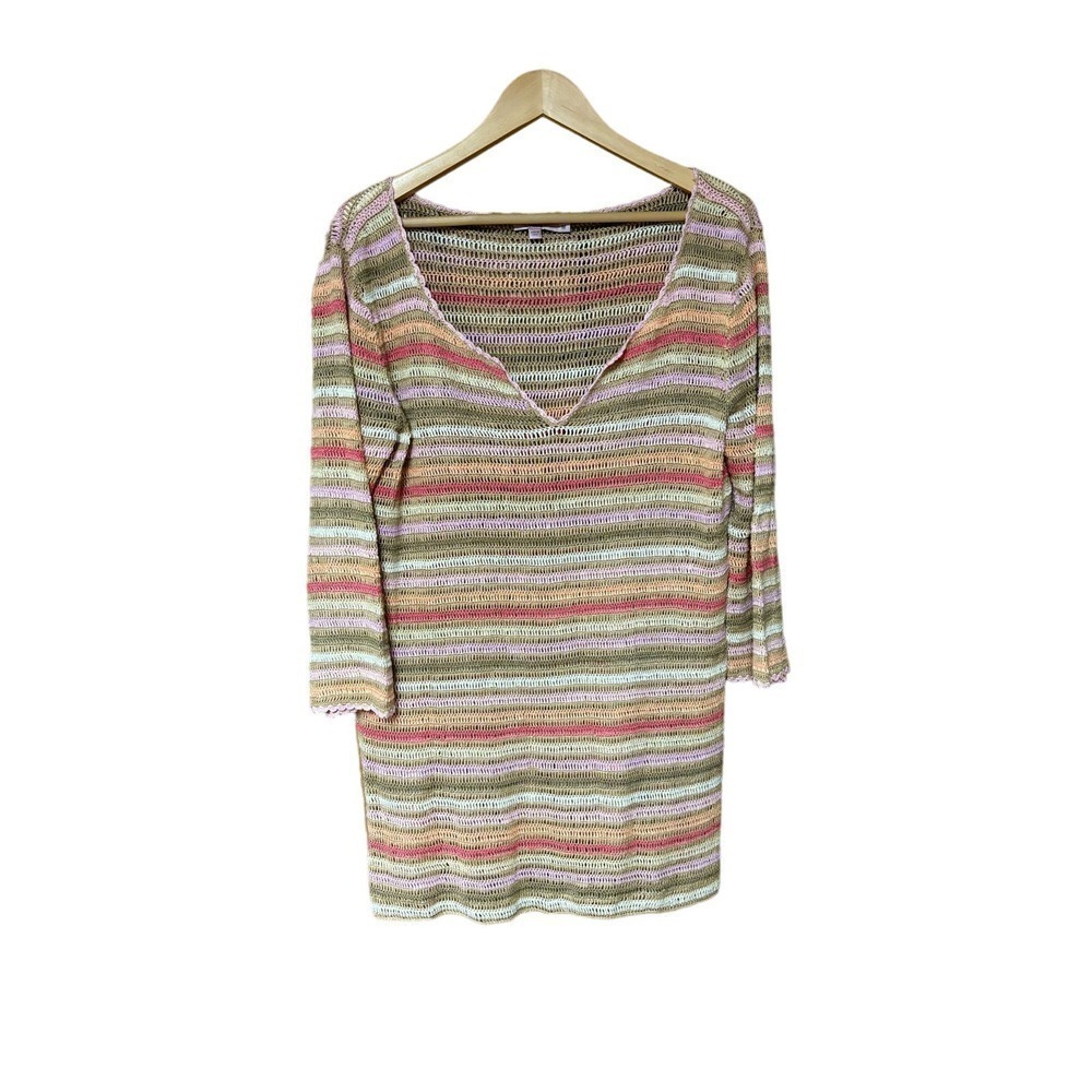 Calypso St Barth 100%‎ Linen loose knit tunic top cover-up Size M